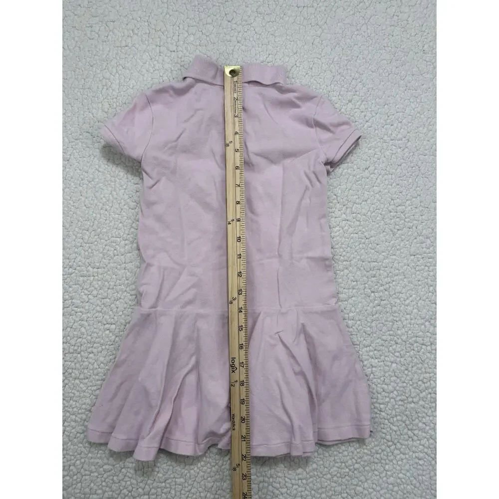 POLO Ralph Lauren Pink Dress Short Sleeve Drop Waist Pony Girls Size 5 Preppy